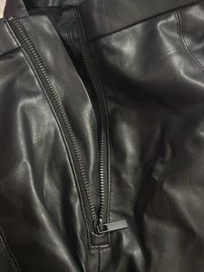 Black Faux Leather High/mid -Waist Pants