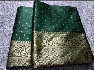 🔥kanjivaram 💚 green Banarasi silk saree 💕