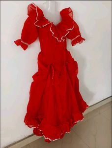 Vibrant Red Ruffled Gown