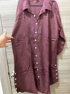 Maroon Button-Down Kurta