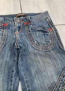 Y2K Flare Blue Denim Washed Jeans