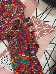 Boho Print short Kurti/top with Pearls