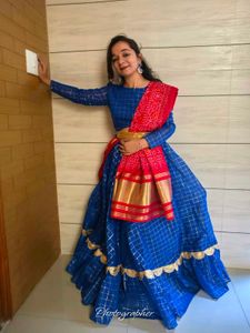Elegant Blue Lehenga Choli Set self design