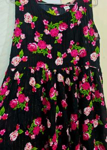 Floral Print Black Dress 👗