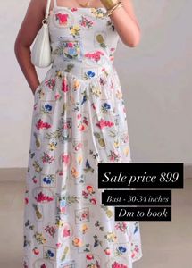 Beautiful Summer Flowy Fruit Print Maxi Dress