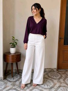 Chic Plum V-Neck Long Sleeve Top