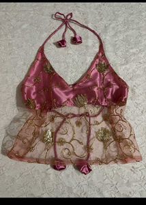 Desi backless Embroidered Halter Neck Top
