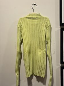 Lime Green Ribbed Mock Neck Top
