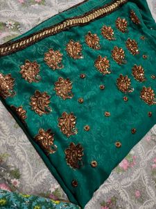 Stunning Emerald Green Saree  Embellishme