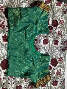 Embroidered green Saree with Golden Border