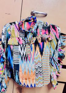 Boho Ruffle Print Blouse