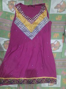 Brocket work.. Hot pink colour Kurti