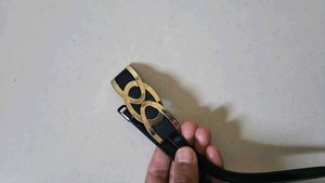 Elegant Black Belt with Gold Buckle