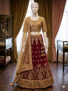 Exquisite Embroidered Maroon Lehenga Choli