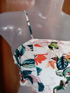 Tropical Print Crop Top &amp; Skirt Set