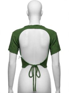 Ribbed Crop backless green top