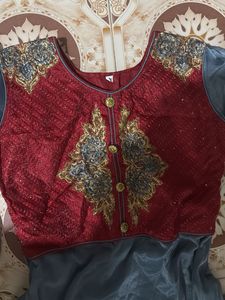 beautiful gray anarkali kurti