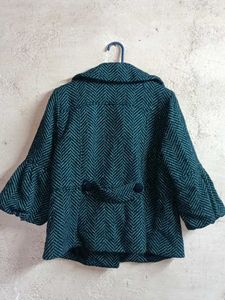 Stylish Teal Herringbone Jacket Partywear