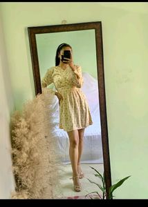 Floral Print Yellow Summer Dress
