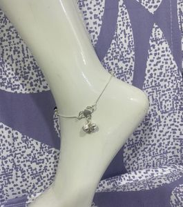 Stylish Silver &amp; Black Beaded Anklet