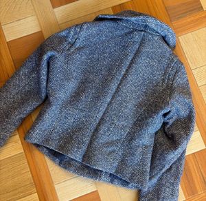 Chic Blue Tweed Peacoat Jacket