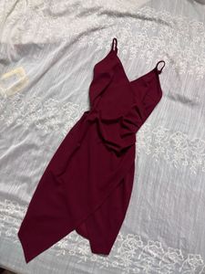 Chic Wine Red Wrap Dress