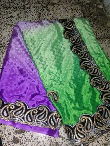 crape Gorgeous Green & Purple Saree