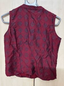 Maroon Embroidered Sleeveless top