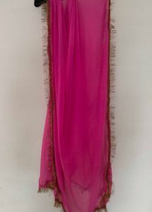 Vibrant Pink Dupatta with Embellished Border