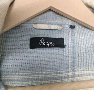 Men's Soft Checked Blue Button-Up Shirt