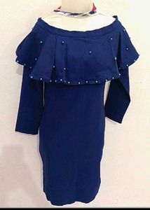 Chic Off-Shoulder Pearl Embellished Dress