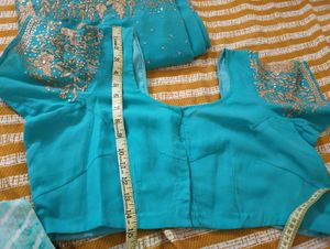 Turquoise Saree with Gold Embellishments