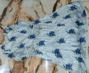 Women’s Elegant Blue Floral Printed Straight Kurta