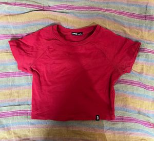 Bonkers Red Cropped baby tee