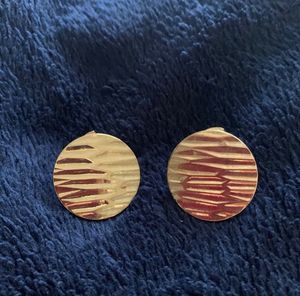Gold Textured Round Earrings