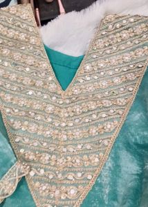 free delivery Turquoise Kurta Set with Embellished