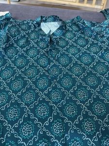 Teal Bandhani Print Kurta