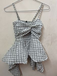 Chic Gingham Twist Front Top