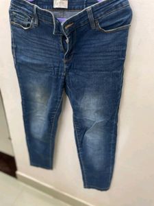Dark Blue Mid Waist Denim Jeans