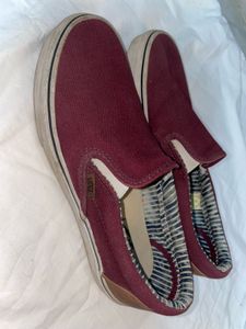 VANS Maroon Slip-On Canvas Sneakers (UNISEX)