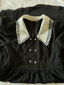 Elegant Black Dress with Peter Pan Collar