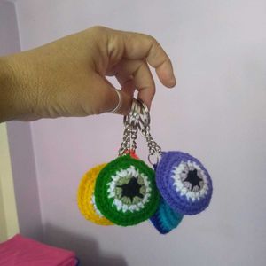 Crocheted Evil Eye Keychains