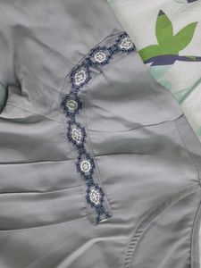 Grey Embroidered Top