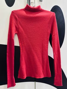 Women's Red Turtleneck Top