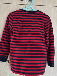 Red &amp; Navy Striped Long Sleeve Top