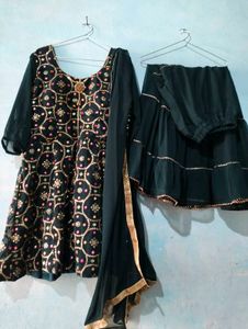 Green colour heavy sharara suit with dupatta