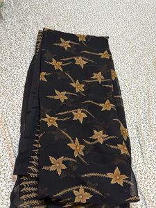 Black Floral Saree