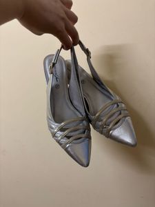 Silver Pointed Toe Heels
