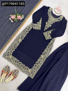 Heavy Work Navy Blue Kurta Set