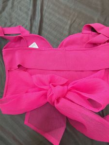 Hot Pink Crop Top with Scarf Detail